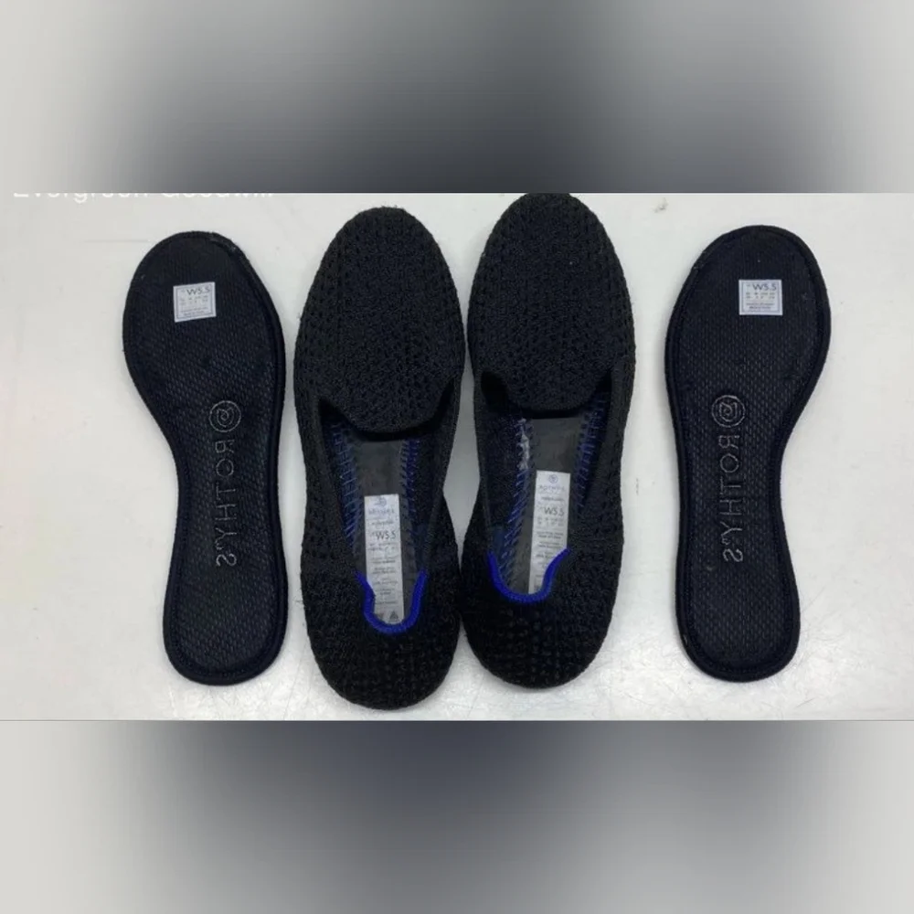 Rothy’s The Loafer Black Honeycomb Black Woven Flats Women Size W5.5_3